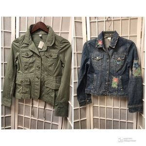 Girl,two Spring Jacket $14Each,Limited embroidered blue Sz 12,Loft Green Sz 0P.!